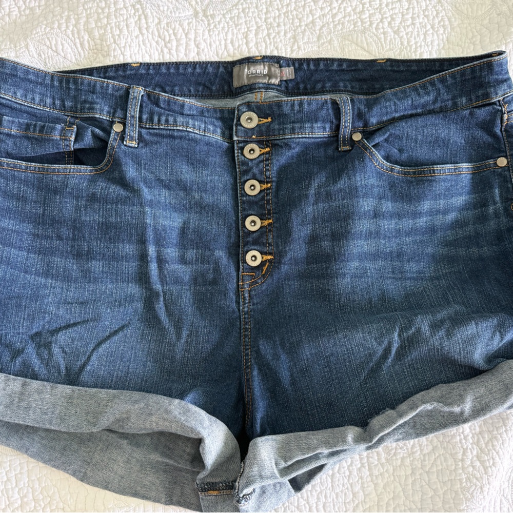 torrid Dark Blue Double-Button Denim Shorts